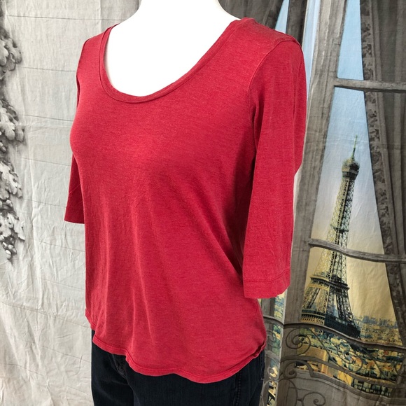 Eileen Fisher Red Silk Scoop Neck Top Size Small - Picture 2 of 7
